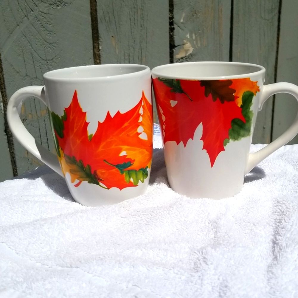 Autumn Mug Set of 2 Pc Fall Cups Holidays Festive Cottage Add On Gift Copy 🇺🇦